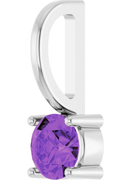 14K White Gold Imitation Mozambique Garnet Solitaire Charm/Pendant