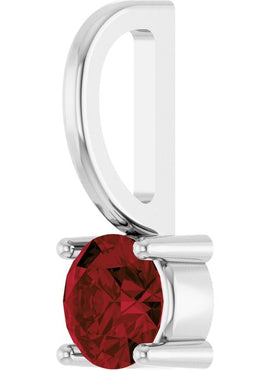 14K White Gold Imitation Mozambique Garnet Solitaire Charm/Pendant