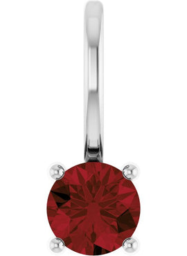 14K White Gold Imitation Mozambique Garnet Solitaire Charm/Pendant