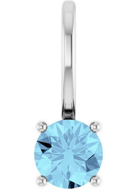 14K White Gold Imitation Mozambique Garnet Solitaire Charm/Pendant