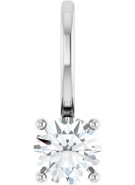 14K White Gold Imitation Mozambique Garnet Solitaire Charm/Pendant