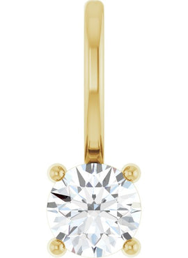 14K White Gold Imitation Mozambique Garnet Solitaire Charm/Pendant