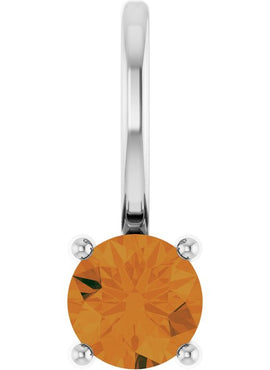 14K White Gold Imitation Mozambique Garnet Solitaire Charm/Pendant
