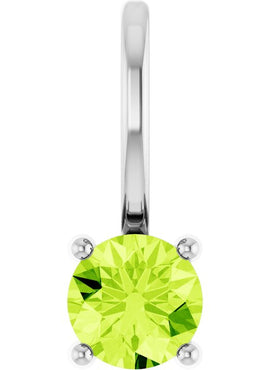 14K White Gold Imitation Mozambique Garnet Solitaire Charm/Pendant