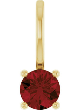14K White Gold Imitation Mozambique Garnet Solitaire Charm/Pendant