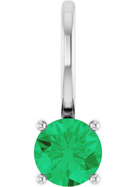 14K White Gold Imitation Mozambique Garnet Solitaire Charm/Pendant
