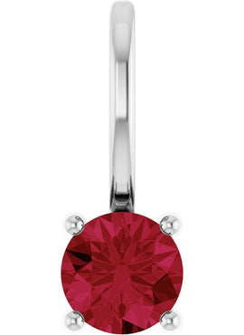 14K White Gold Imitation Mozambique Garnet Solitaire Charm/Pendant