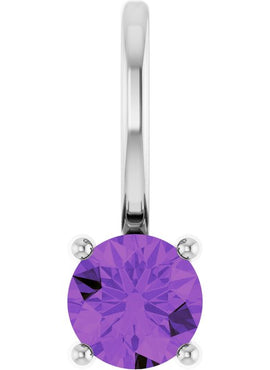 14K White Gold Imitation Mozambique Garnet Solitaire Charm/Pendant