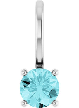 14K White Gold Imitation Mozambique Garnet Solitaire Charm/Pendant