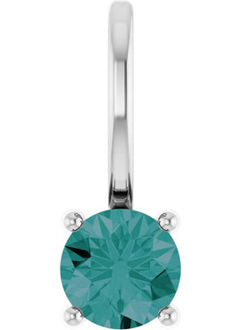14K White Gold Imitation Mozambique Garnet Solitaire Charm/Pendant