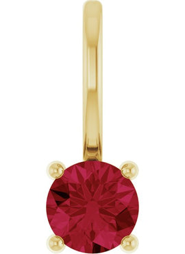 14K White Gold Imitation Mozambique Garnet Solitaire Charm/Pendant