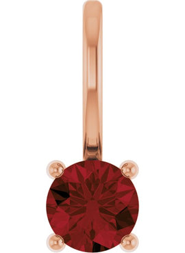 14K White Gold Imitation Mozambique Garnet Solitaire Charm/Pendant