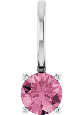 14K White Gold Imitation Mozambique Garnet Solitaire Charm/Pendant