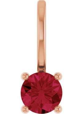 14K White Gold Imitation Mozambique Garnet Solitaire Charm/Pendant