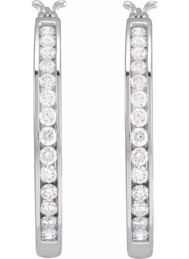 14K Yellow Gold 1/2 CTW Natural Diamond Hoop Earrings