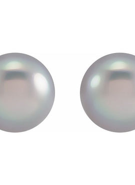 14K White Gold 6.5-7 mm Cultured Gray Freshwater Pearl Earrings