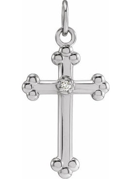 14K White Gold .01 CTW Natural Diamond Cross Pendant