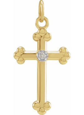 14K White Gold .01 CTW Natural Diamond Cross Pendant
