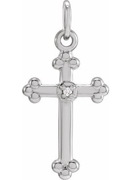 14K White Gold .01 CTW Natural Diamond Cross Pendant