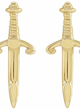 14K White Gold Dagger Earrings