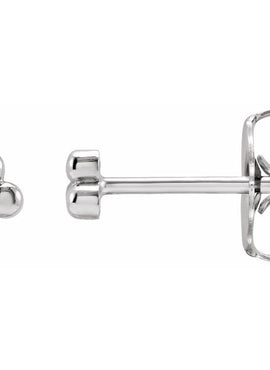 14K White Gold 3 Beads Stud Earrings