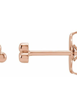 14K White Gold 3 Beads Stud Earrings