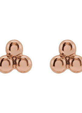 14K White Gold 3 Beads Stud Earrings