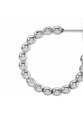 14K White Gold Beaded 21 mm Hoop Earrings