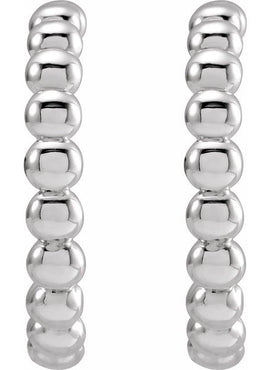 14K White Gold Beaded 21 mm Hoop Earrings