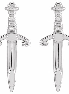 14K White Gold Dagger Earrings