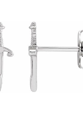 14K White Gold Dagger Earrings