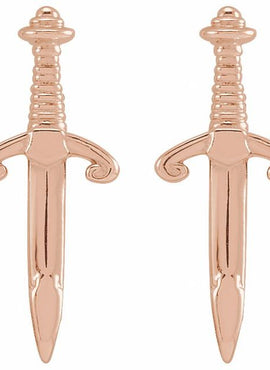14K White Gold Dagger Earrings