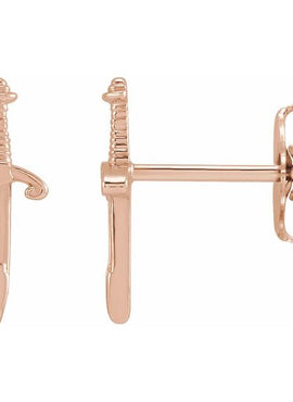 14K White Gold Dagger Earrings