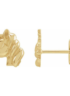 14K White Gold Youth Unicorn Earrings
