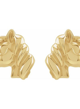 14K White Gold Youth Unicorn Earrings