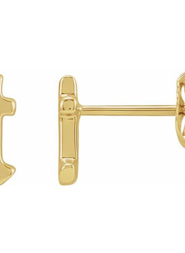 14K Yellow Gold Gothic Initial A Earring