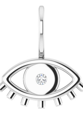 Platinum .02 CT Natural Diamond Evil Eye Charm/Pendant