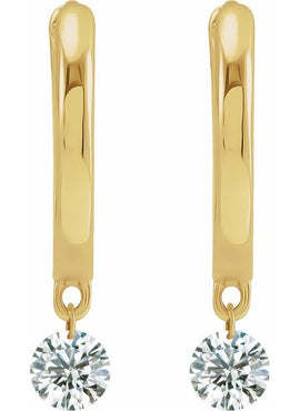 14K Yellow Gold 1/3 CTW Drilled Natural Diamond Hinged Hoop Earrings