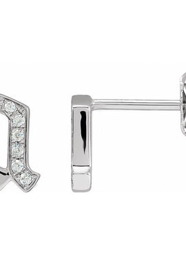14K Yellow Gold .03 CTW Natural Diamond Gothic Initial A Earring