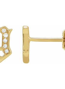 14K Yellow Gold .03 CTW Natural Diamond Gothic Initial A Earring
