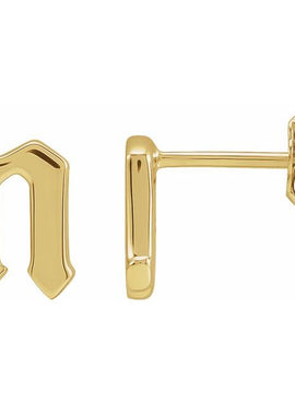 14K Yellow Gold .03 CTW Natural Diamond Gothic Initial A Earring