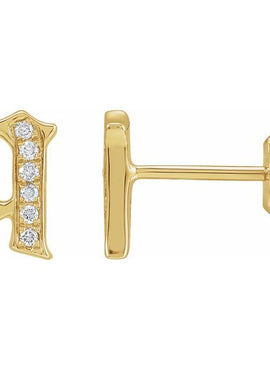 14K Yellow Gold .03 CTW Natural Diamond Gothic Initial A Earring