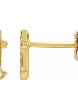 14K Yellow Gold .03 CTW Natural Diamond Gothic Initial A Earring
