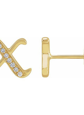 14K Yellow Gold .03 CTW Natural Diamond Gothic Initial A Earring
