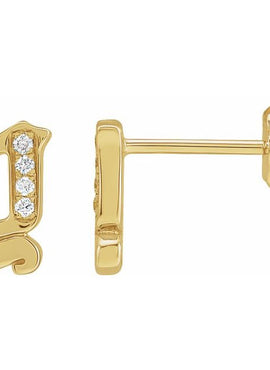14K Yellow Gold .03 CTW Natural Diamond Gothic Initial A Earring