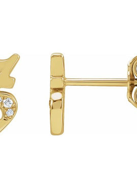 14K Yellow Gold .03 CTW Natural Diamond Gothic Initial A Earring