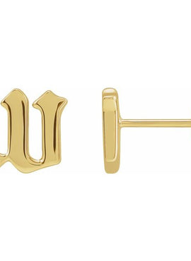 14K Yellow Gold .03 CTW Natural Diamond Gothic Initial A Earring