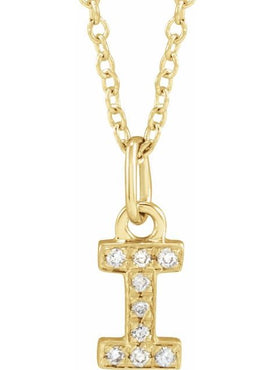 14K Yellow Gold .05 CTW Natural Diamond Petite Initial A 16-18