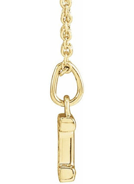 14K Yellow Gold .05 CTW Natural Diamond Petite Initial A 16-18