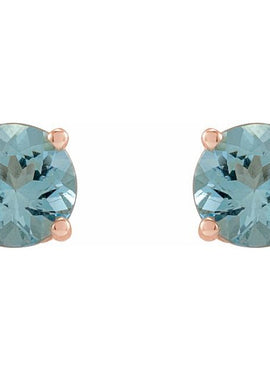 Sterling Silver 6 mm  Natural Aquamarine Floral Earrings